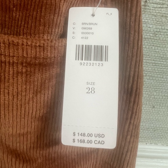 NWT new 28 Anthropologie pilcro Scotty cuffed high rise corduroy pants brown - Picture 5 of 17